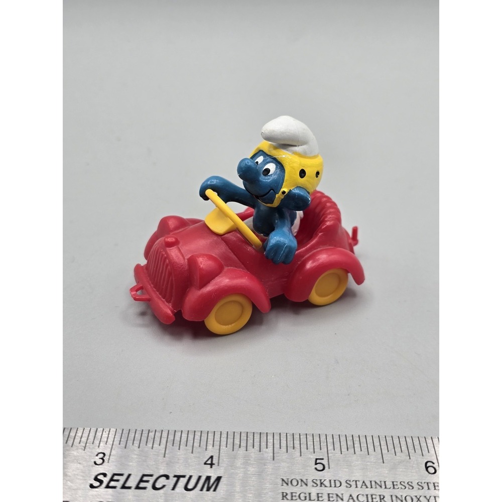 Vintage Red Car Smurf‎  Schleich Peyo, 1979 Germany Complete!